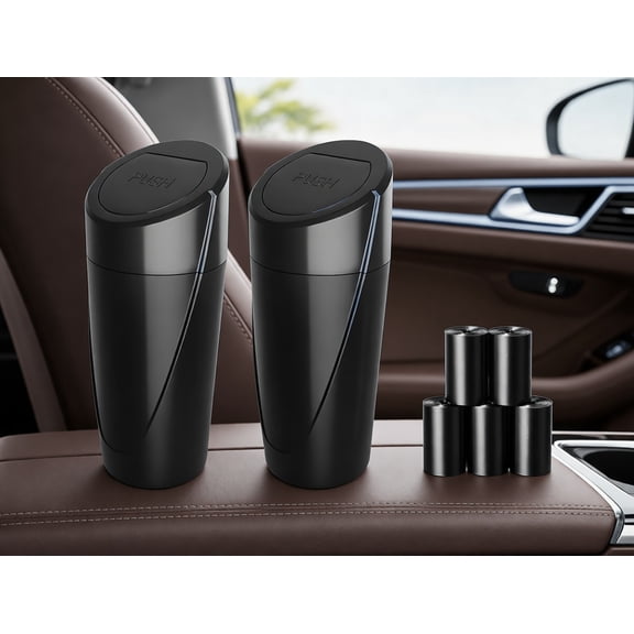 Black Mini Leakproof Cup Holder Car Trash Can 2-Pack