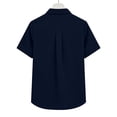 thumbnail image 3 of Craaazy Women Casual Collared Blouse, Solid Color Short Sleeve Button Down Shirt, Loose Fit Comfy V Neck Top for Daily Wear Gifts, 3 of 5