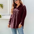 thumbnail image 1 of Tops de manga larga con bolsillo,Blusa casual de manga larga con botones para mujer Tops de color puro Diseño elevado, 1 of 7