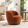 thumbnail image 5 of Kidol & Shellder Swivel Accent Chair Furry Round Barrel Chair 360 Degree Sofa Club Armchairs for Living Room Bedroom, Caramel, 5 of 7