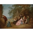 thumbnail image 2 of Jean-Baptiste Pater 14x11 Gold Ornate Wood Frame and Double Matted Museum Art Print Titled - Love and Banter, 2 of 4