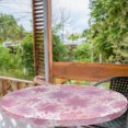 thumbnail image 2 of Ambesonne Floral Fitted Round Tablecloth, Spring Flowers Print Artwork, 45"- 56" Diameter, Pale Pink Lilac and Rose, 2 of 5