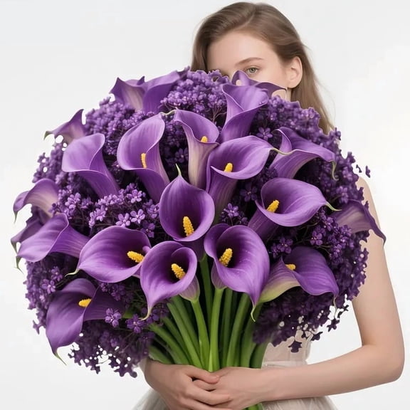 Romantic and sparkling bouquet of 40 pieces (33 baby's breath flowers 7 calla lilies)