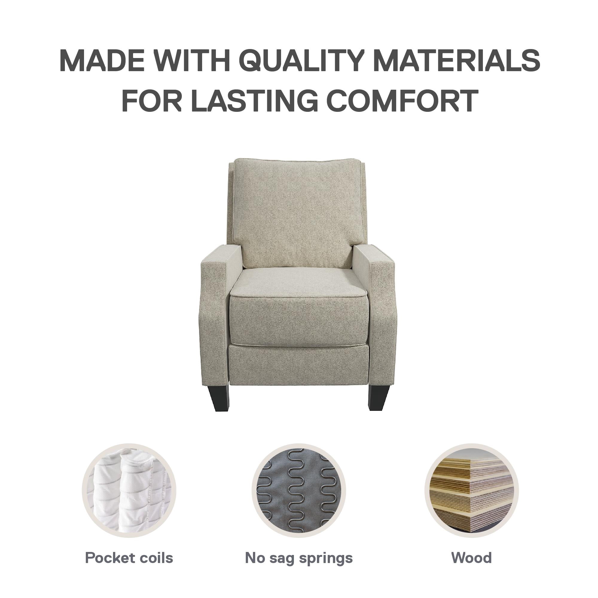 DHP Randen Pushback Recliner Chair for Living Room, Beige Linen