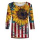 thumbnail image 4 of Mujeres 3/4 Manga Tops Y Blusas de Impresión Cuello Redondo Suéter, Tops de Moda de la Mujer para la Primavera Y el Verano, 4 of 8