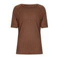thumbnail image 4 of Brown Womens Blouses Women's Tops Trendy Casual 2025 Crew Neck Lightweight Shirts Knit Tunic Basic T Shirt Ladies Tops and Blouses, 4 of 5