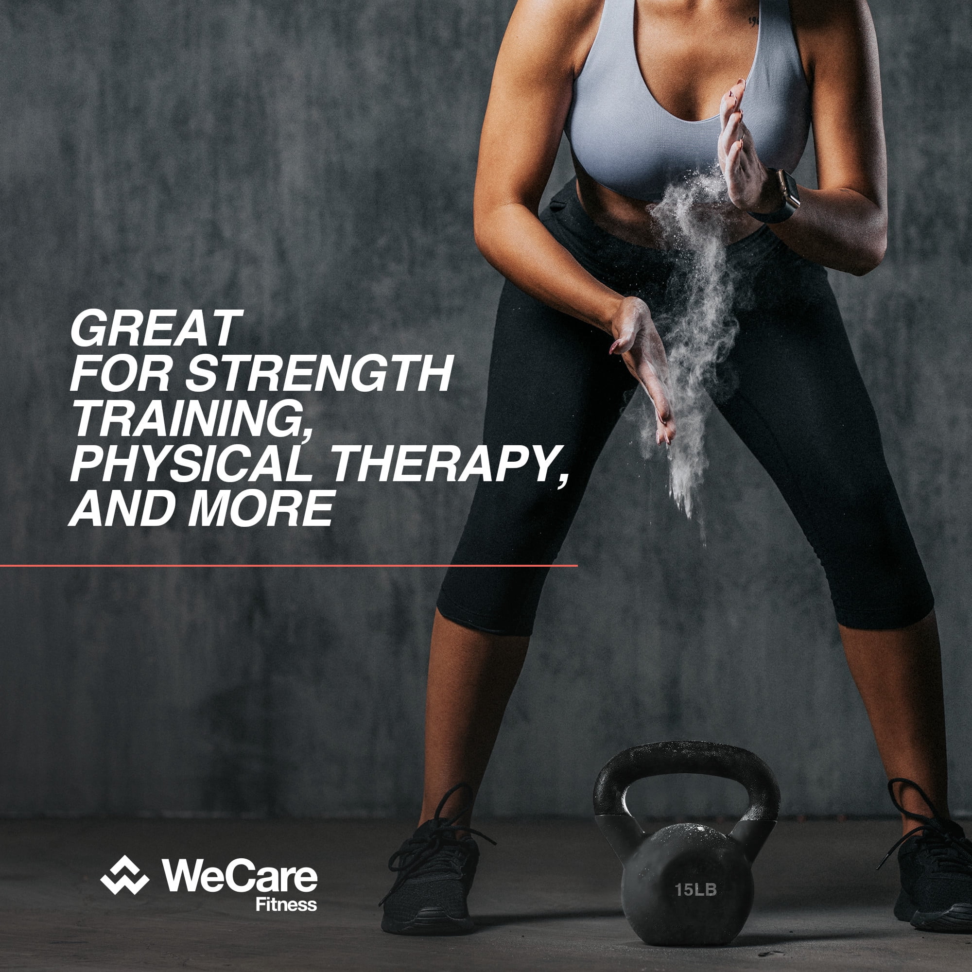 WeCare Fitness, 15lb Kettlebell with Smooth Covering, Single