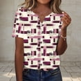thumbnail image 2 of Women's Blouses & Shirts Summer Tops Cotton V Neck Shorts Sleeve Fashion Printed Lightweight Tee Shirt Solid Colour Tunic Top Dressy Casual Basic Blouse Going out Holiday, 2 of 7