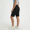 thumbnail image 4 of Womens Summer Shorts Silk Cotton High Waist Straight Leg Plain Elastic Drawstring Pleated Biker Shorts with Pockets Black S-2XL, 4 of 5