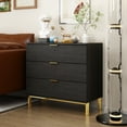thumbnail image 2 of Kerrogee  3-Drawer Chest - Wooden Storage Dresser with Metal Legs Black, 2 of 5