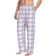 thumbnail image 2 of Balery Purple Checkboard print Men's Pajama Pants,Ultra Lightweight Pjs,Lounge Pant-Large, 2 of 9
