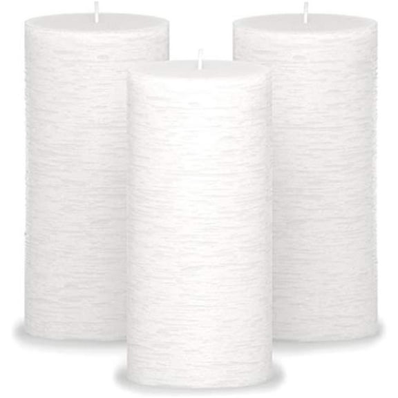 CANDWAX 3x6 Pillar Candles Set of 3 - Decorative Rustic Candles Unscented and Valentines Candles - Ideal as Wedding Candles or Large Candles for Home Interior - White Candles