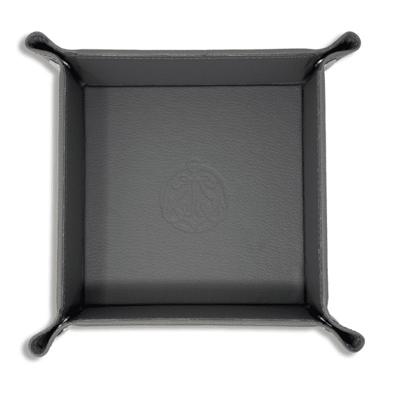 Vegan Leather Valet Tray - Men's Catchall Tray with Brass Snaps