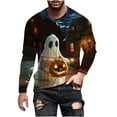 thumbnail image 2 of BiZtdJrK Men's Halloween T-Shirts Cute Ghost Print Long Sleeve Tees Novelty Holiday Pullover Tops Fashion Funny Cool Costume Tees Top Back To College K-Multicolor#mens long sleeve polo shirts XXXL, 2 of 5