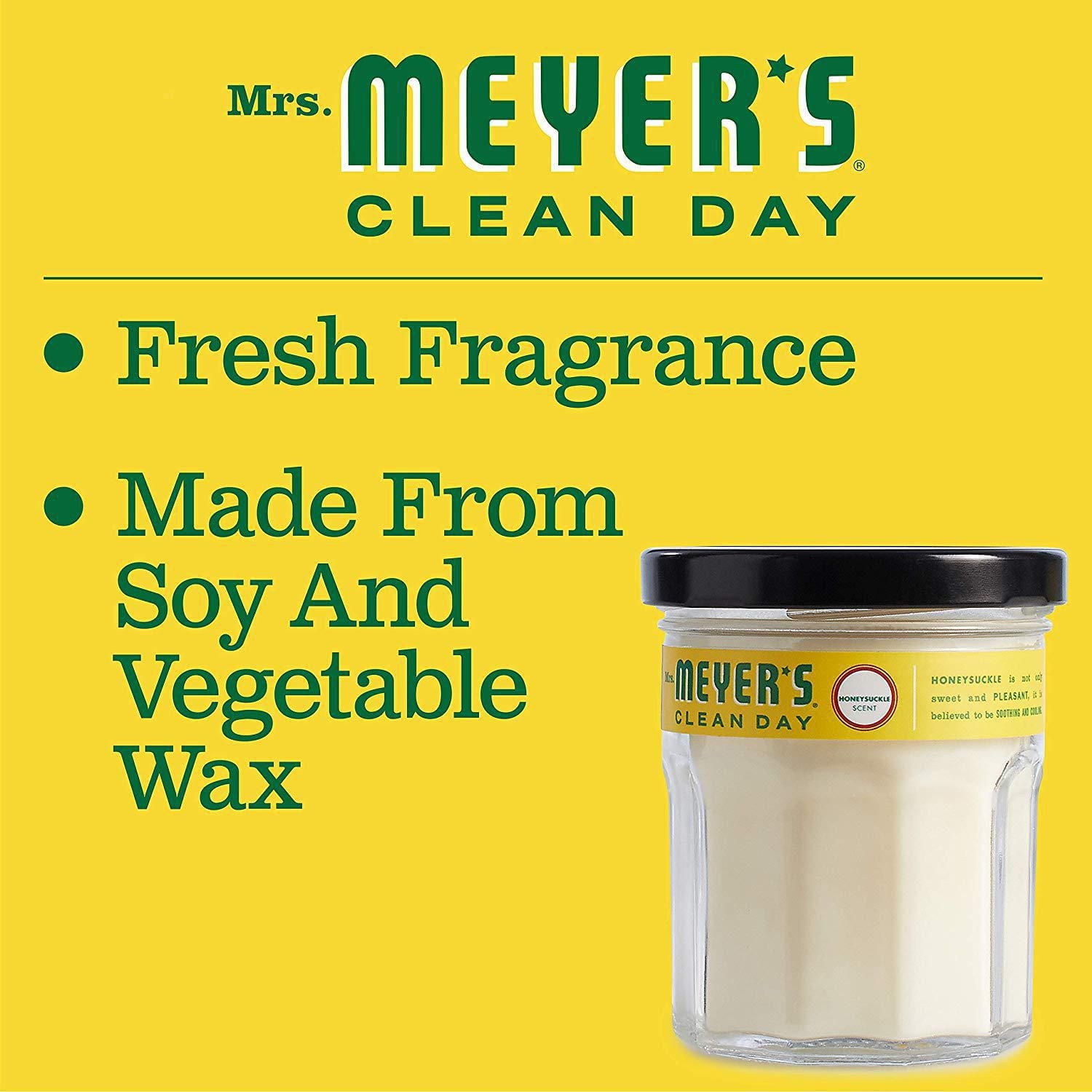 Mrs. Meyer's Clean Day Bougie de soja parfumée, chèvrefeuille