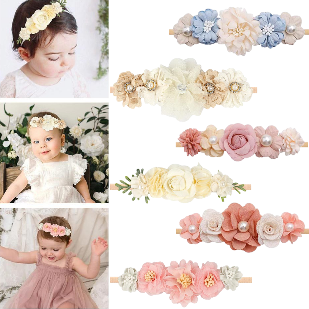 6PCS Delicate Floral Flower Nylon Headbands Hair Bands Accessories for
