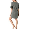 thumbnail image 3 of INSPIRE CHIC Women's Pajamas Shirt Nightgown Dress Pajamas Sleepwear Short Sleeve Dark Gray Large, 3 of 7