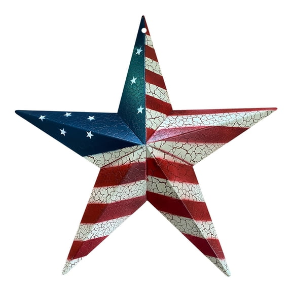 Memorial Day Saving!4th of July Decorations, Patriotic USA Flag Star Hanging Ornament 2D Flat With Three-dimensional Effect Wood Barn Star For Wall Door Porch 4th Of July Independence Day Decor