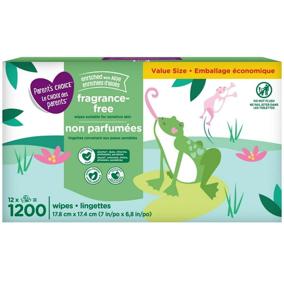 Lingettes non parfumées enrichies d’aloès Le choix des parents 1200 lingettes