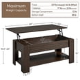 thumbnail image 5 of Yaheetech 39In Lift Top Coffee Table with Hidden Storage Compartment & Open Shelf, Wood Lift Up Coffee Table for Living Room, Espresso, 5 of 9