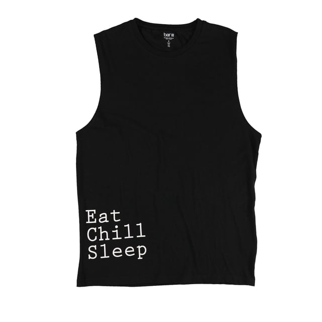 Camiseta sin mangas bar III Eat Chill Sleep color negro grande