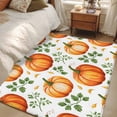 thumbnail image 4 of 3'x5' Area Rugs, Fall Orange Pumpkin Indoor Outdoor Area Rug for Living Room Bedroom, Watercolor Farmhouse Plants Leaves Washable Bathroom Rugs Kitchen Floor Carpet Mats Home Decor Aesthetic, 4 of 8