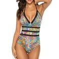 thumbnail image 3 of Flower Power Swimsuit Sexy Floral Print One Piece Swimwear Push Up Swimsuits Trd Holiday Rave Beach Outfits, 3 of 7