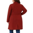 thumbnail image 4 of DARING DIVA Women's Plus Size Notched Lapel Coat with Belted Design 2X Dark Red, 4 of 5