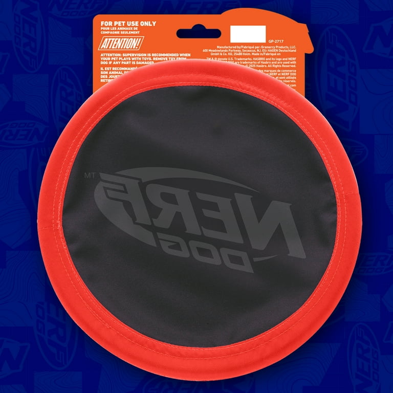 Nerf Dog Toy - 11'' Nylon Frisbee Flyer Pet Toy - Black/Red