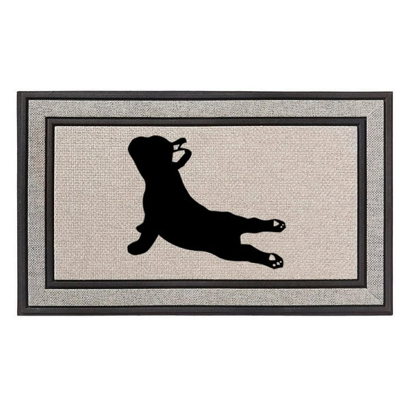 Outdoor Indoor Doormat 18" x 30" Gray / Beige / Black Rubber Backed