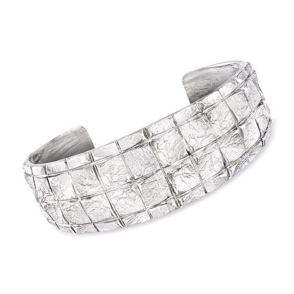 Ross-Simons Italian Sterling Silver Square-Pattern Cuff Bracelet, Women's, Adult