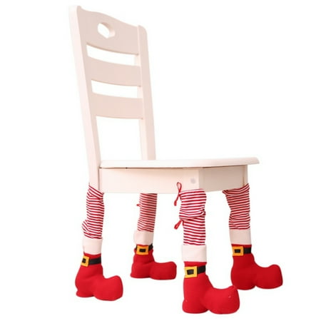 

Crowdstage 1/4PCS Christmas Chair Leg Cover Santa Table Foot Boots Sleeve Home Xmas Party Dinner Santa Xmas Decor