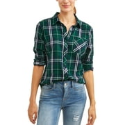 Time and Tru Women's Brushed Cotton Plaid Shirt