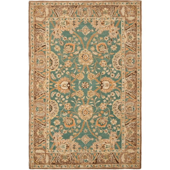 SAFAVIEH Anatolia Sharon Floral Area Rug, Teal/Camel, 6' x 9'