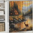 thumbnail image 6 of Patifu Deer Cabin River Bathroom Shower Curtain Set 100% Polyester Washable Shower Curtain with Hooks 36"x72, 6 of 7