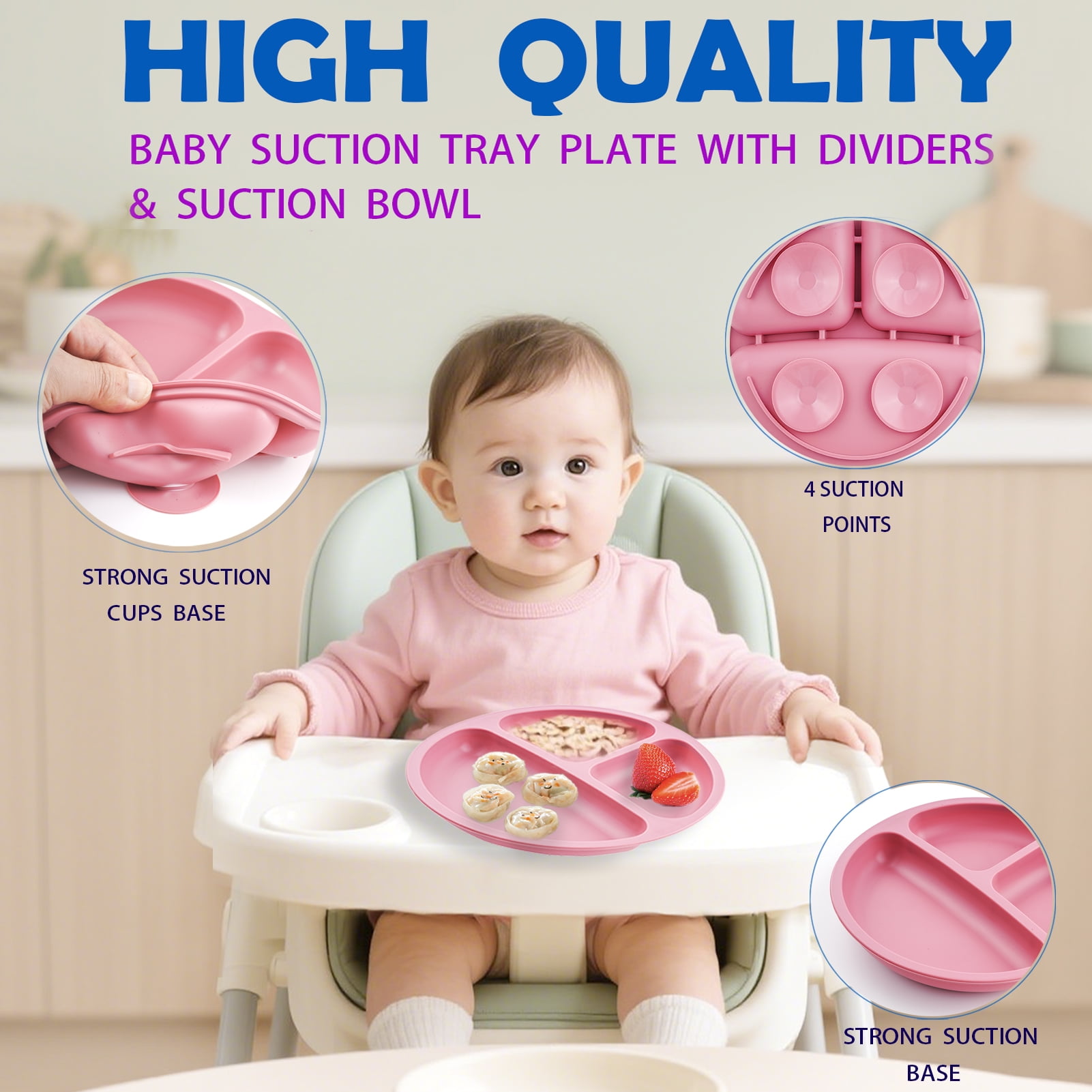 Lumikrypt Silicone Baby Feeding Set, 9 Pcs Baby Led Weaning Utensils, Baby Suction Bowl, Plates, Bib, Spoons Set, Sippy Cup with Straw, Baby Self Feeding Supplies Set