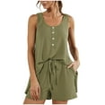 thumbnail image 2 of Xihbxyly Shorts for Women Fashion Women Summer Vest Short Suit Set Sleeveless Bandage Solid Sexy Sets, Shorts Women for Casual, 2 of 4