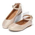 thumbnail image 2 of Bocca Girl's Golden Glitter Ballet Flat Ankle Strap Ballerina Flat Shoes Size 13, 2 of 7