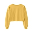 thumbnail image 2 of Cute Crop Tops for Women Solid Color Fashion Crew Neck Long Sleeve Loose Pullover Sweatshirts Spring Fall Cozy Outfits(Yellow,S), 2 of 5