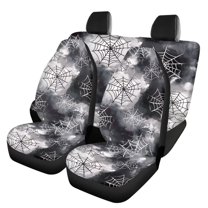 Binienty Spider Web Auto Seat Cover Pack of 4, Front Seats and Rear Bench Cover Protecto Fashion Auto Interior Easy to Install Universal Fit for Auto Truck Van SUV