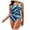 Blue, variant on Women Plus Size One Piece Swimsuit Athletic Tummy Control Ruched Bathing Suit with U-Back