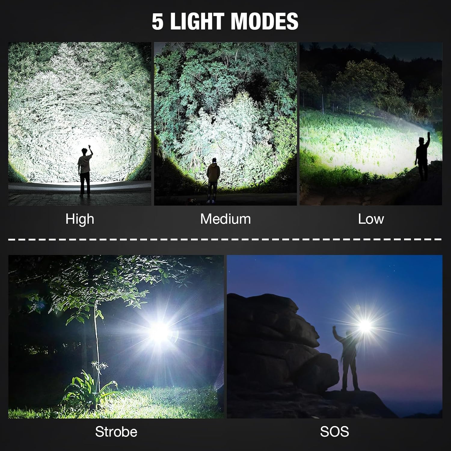 Rechargeable Flashlights 99000 High Lumens - 2 Pack, Super Bright LED Flashlight Rechargeable with 5 Light Modes, High Powered & IPX7 Waterproof Flash Light for Camping, Home