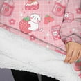 thumbnail image 3 of Oversized Wearable Blanket Hoodie,Red Strawberry Plants Fruit Cat Sherpa Blanket Hoodie with Super Pockets,Super Warm Fuzzy Pullover for Women & Men, 3 of 6