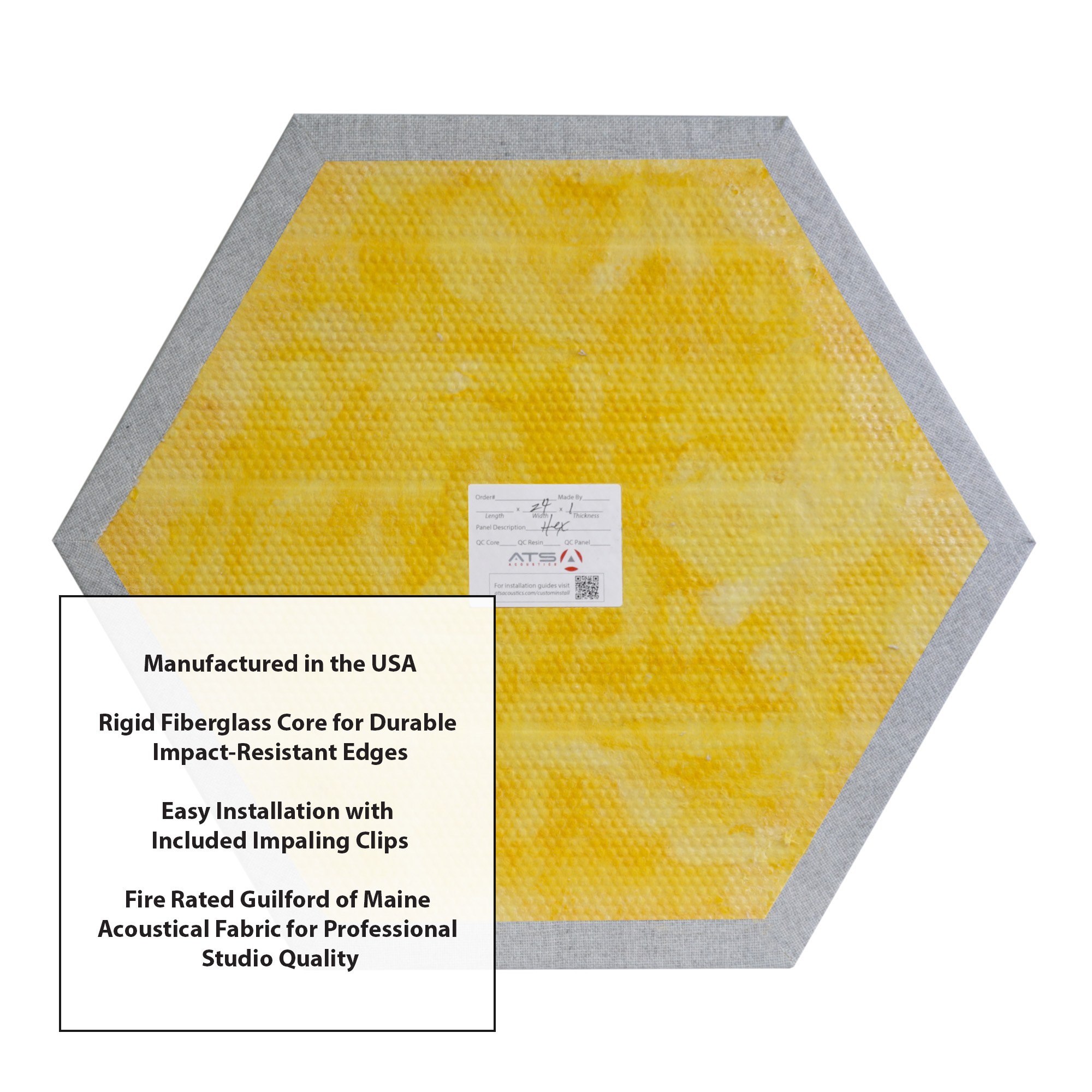 ATS Acoustics Hexagon Fire Rated Sound Absorbing Acoustic Panel 24" x 1" (Blue Smoke)