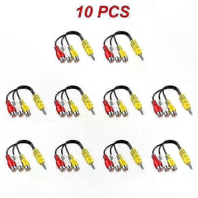 3.5mm AUX Male to 3 RCA Female Adapter Cable, Mini Stereo o AV Adapter for Compatible Devices, 10/5/3/1pcs Options