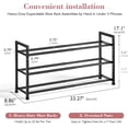 thumbnail image 2 of 3-Tier Expandable Shoe Rack for Closet, Adjustable 18-33" Black Metal Organizer for Small Space, 2 of 6