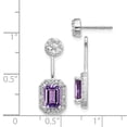 thumbnail image 2 of 14K White Gold Plated Diamond & Amethyst Dangle Earrings, 2 of 5