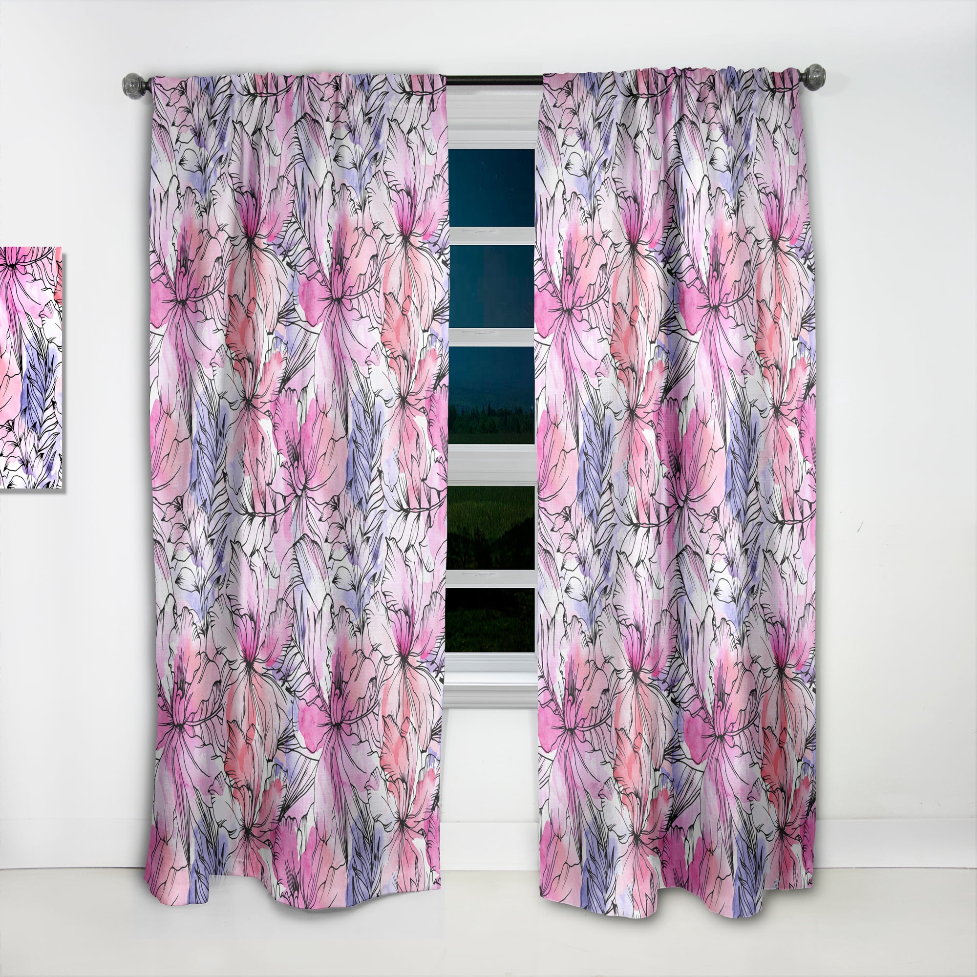 Designart 'Blossom Pink XXII' Modern & Contemporary Curtain Panel