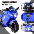 thumbnail image 4 of Xuanlur 24V Electric Motorcycle for Kids, Kids Motorcycle with Training Wheels, LED Light Up Wheels, Dual 390 Motors, Speed Up to 7 mph, Bluetooth Music, Ride On Toy for Kids 3-8 Years Old, Purple, 4 of 8
