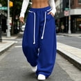 thumbnail image 6 of YABCSAZ Women's Baggy Barrel Sweatpants Oversized Tapered Wide Leg Sweat Pants Rope Drawstring Elastic Waist Y2K Streetwear Trousers with Pockets, 6 of 9